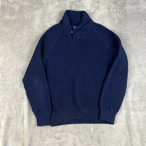 J Crew Sweater Mens‎ L Navy Blue Shawl Collar Cotton Old Money